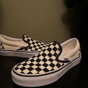 Checkerboard slip on vans